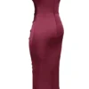Santana Berry Satin Strapless Midi Dress Santana Berry Satin Strapless Midi Dress