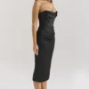 Santana Black Satin Strapless Midi Dress Santana Black Satin Strapless Midi Dress