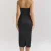 Santana Black Satin Strapless Midi Dress Santana Black Satin Strapless Midi Dress