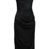Santana Black Satin Strapless Midi Dress Santana Black Satin Strapless Midi Dress