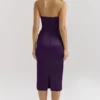 Santana Grape Satin Strapless Midi Dress