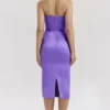Santana Violet Satin Strapless Corset Midi Dress Santana Violet Satin Strapless Corset Midi Dress