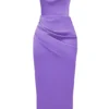 Santana Violet Satin Strapless Corset Midi Dress Santana Violet Satin Strapless Corset Midi Dress
