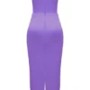 Santana Violet Satin Strapless Corset Midi Dress Santana Violet Satin Strapless Corset Midi Dress