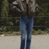Sante Dark Brown Vegan Leather Bomber Jacket Sante Dark Brown Vegan Leather Bomber Jacket