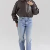 Sante Dark Brown Vegan Leather Bomber Jacket Sante Dark Brown Vegan Leather Bomber Jacket