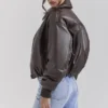 Sante Dark Brown Vegan Leather Bomber Jacket Sante Dark Brown Vegan Leather Bomber Jacket