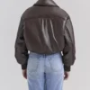 Sante Dark Brown Vegan Leather Bomber Jacket Sante Dark Brown Vegan Leather Bomber Jacket
