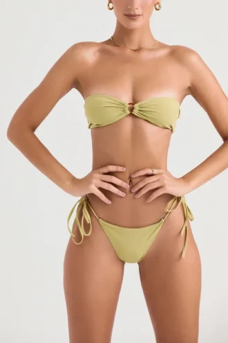 Santorini Olive Tie Side Bikini Bottom