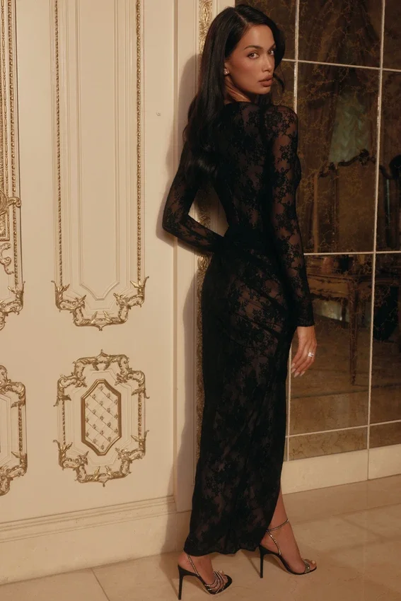 Sapphira Black Lace Asymmetric Maxi Dress – Limited Edition Sapphira Black Lace Asymmetric Maxi Dress – Limited Edition