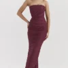 Sapphire Wine Gathered Maxi Dress