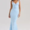 Sarai Blue Lace Godet Maxi Dress Sarai Blue Lace Godet Maxi Dress