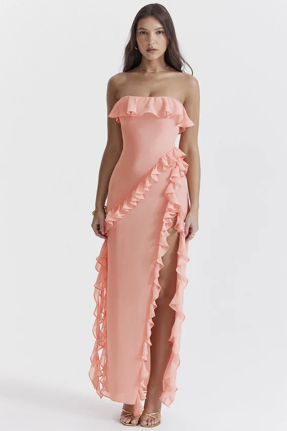 Sarina Apricot Ruffle Maxi Dress Sarina Apricot Ruffle Maxi Dress