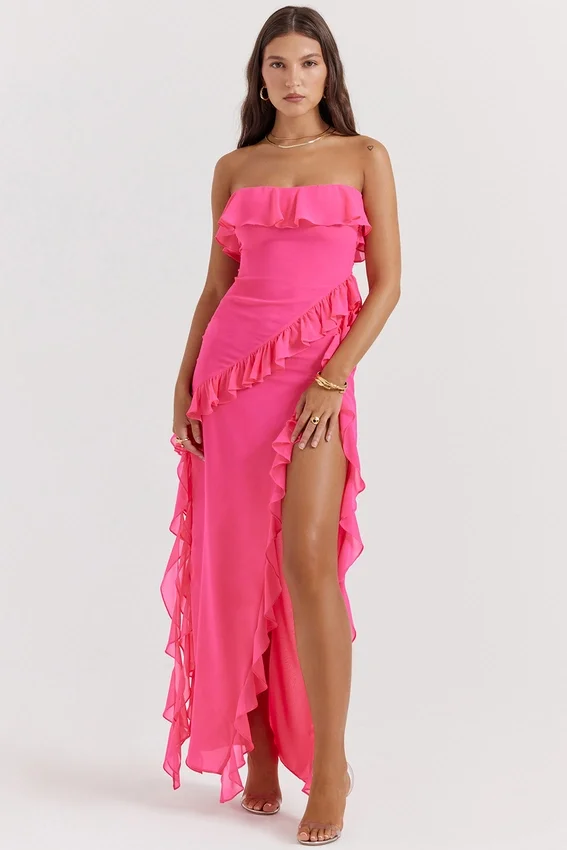 Sarina Fuchsia Ruffle Maxi Dress Sarina Fuchsia Ruffle Maxi Dress