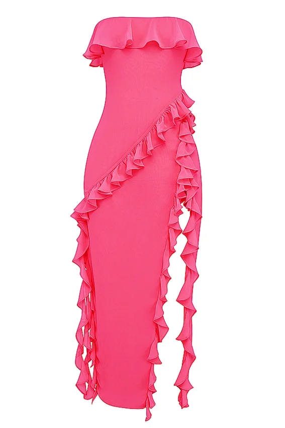 Sarina Fuchsia Ruffle Maxi Dress Sarina Fuchsia Ruffle Maxi Dress