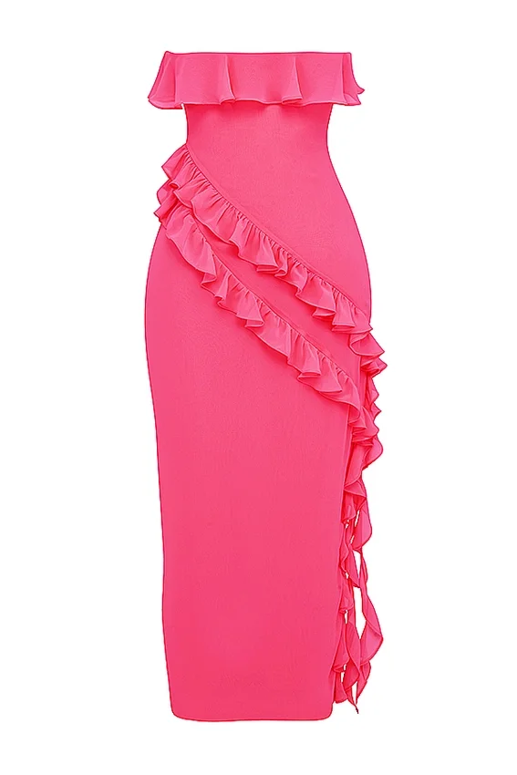 Sarina Fuchsia Ruffle Maxi Dress Sarina Fuchsia Ruffle Maxi Dress