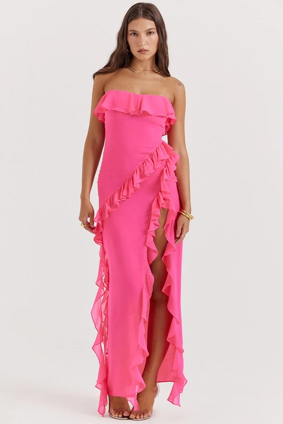 Sarina Fuchsia Ruffle Maxi Dress Sarina Fuchsia Ruffle Maxi Dress