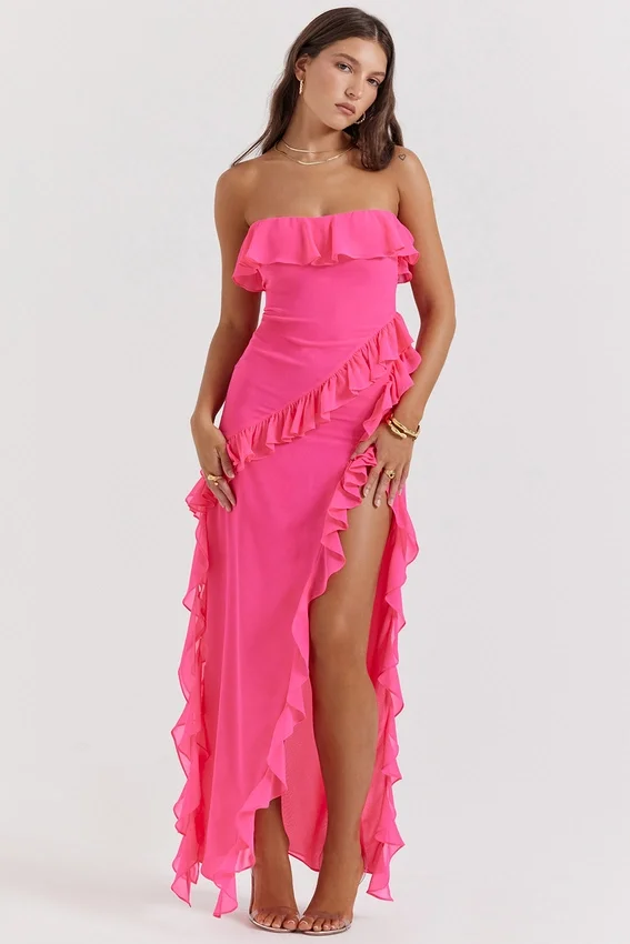 Sarina Fuchsia Ruffle Maxi Dress Sarina Fuchsia Ruffle Maxi Dress