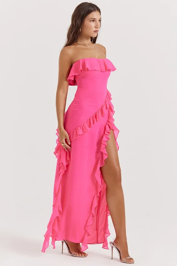 Sarina Fuchsia Ruffle Maxi Dress Sarina Fuchsia Ruffle Maxi Dress