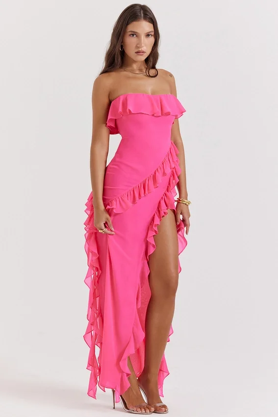 Sarina Fuchsia Ruffle Maxi Dress Sarina Fuchsia Ruffle Maxi Dress