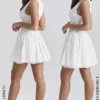 Sarita White Cotton Broderie Anglais Plunge Mini Dress Sarita White Cotton Broderie Anglais Plunge Mini Dress