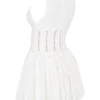 Sarita White Cotton Broderie Anglais Plunge Mini Dress Sarita White Cotton Broderie Anglais Plunge Mini Dress