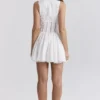 Sarita White Cotton Broderie Anglais Plunge Mini Dress Sarita White Cotton Broderie Anglais Plunge Mini Dress