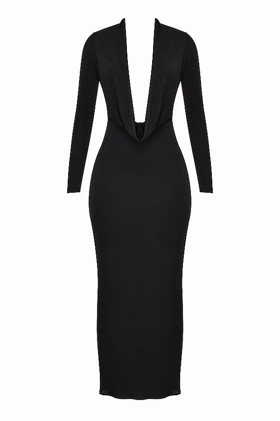 Saskia Black Draped Maxi Dress Saskia Black Draped Maxi Dress