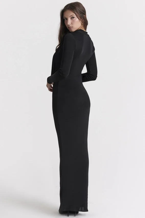 Saskia Black Draped Maxi Dress Saskia Black Draped Maxi Dress