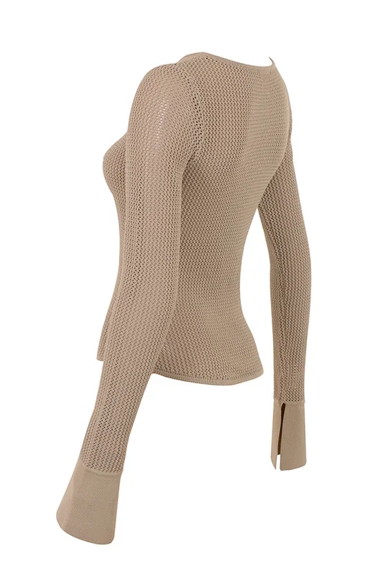 Savannah Taupe Knit Long Sleeve Top Savannah Taupe Knit Long Sleeve Top