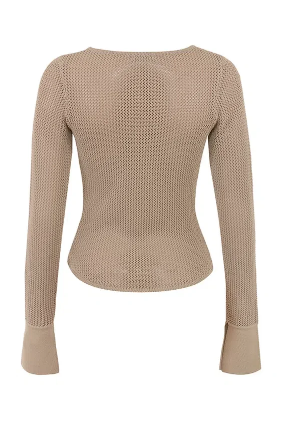 Savannah Taupe Knit Long Sleeve Top Savannah Taupe Knit Long Sleeve Top