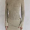 Savannah Taupe Knit Long Sleeve Top Savannah Taupe Knit Long Sleeve Top