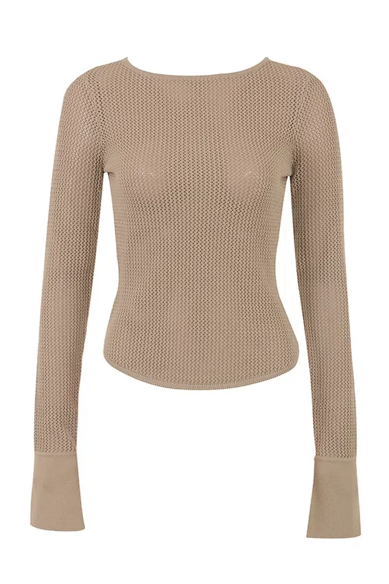 Savannah Taupe Knit Long Sleeve Top Savannah Taupe Knit Long Sleeve Top