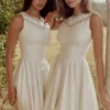 Scarlett White Cotton Lace Trim Waist Cinch Midi Dress Scarlett White Cotton Lace Trim Waist Cinch Midi Dress