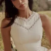 Scarlett White Cotton Lace Trim Waist Cinch Midi Dress Scarlett White Cotton Lace Trim Waist Cinch Midi Dress