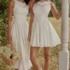 Scarlett White Cotton Lace Trim Waist Cinch Midi Dress Scarlett White Cotton Lace Trim Waist Cinch Midi Dress