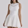 Scarlett White Embroidered Cotton Lace Trim Mini Dress Scarlett White Embroidered Cotton Lace Trim Mini Dress