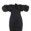 Selena Black Satin Puff Shoulder Dress Selena Black Satin Puff Shoulder Dress