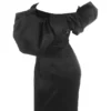 Selena Black Satin Puff Shoulder Dress Selena Black Satin Puff Shoulder Dress