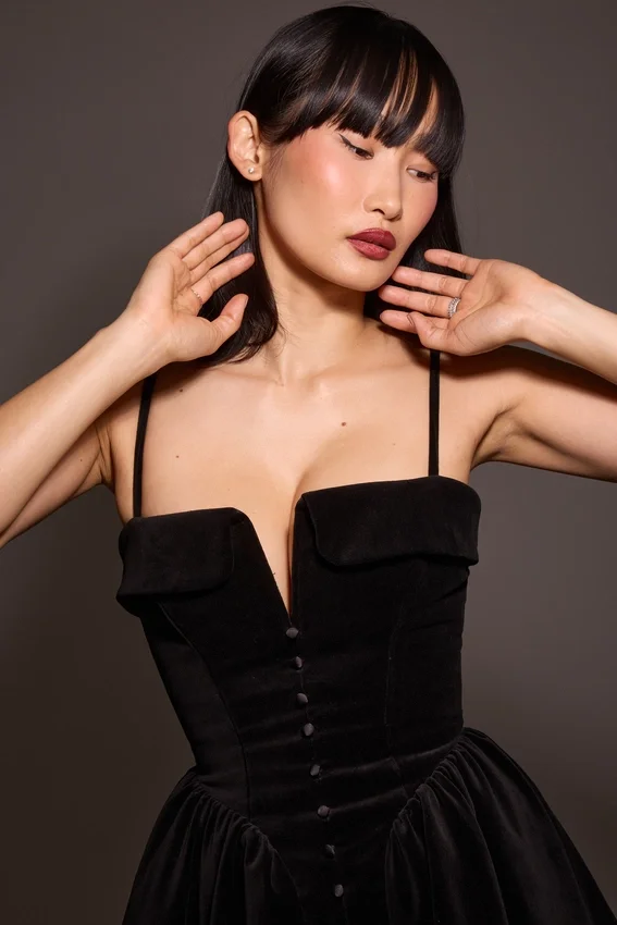 Selina Black Velvet Tulle Mini Dress Selina Black Velvet Tulle Mini Dress