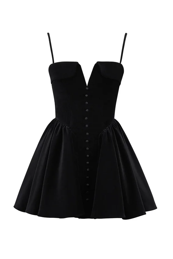 Selina Black Velvet Tulle Mini Dress Selina Black Velvet Tulle Mini Dress
