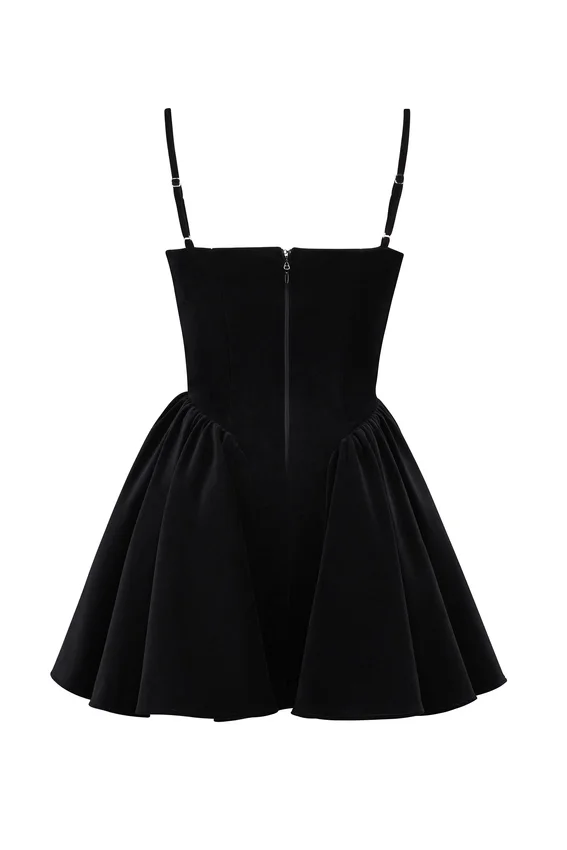 Selina Black Velvet Tulle Mini Dress Selina Black Velvet Tulle Mini Dress