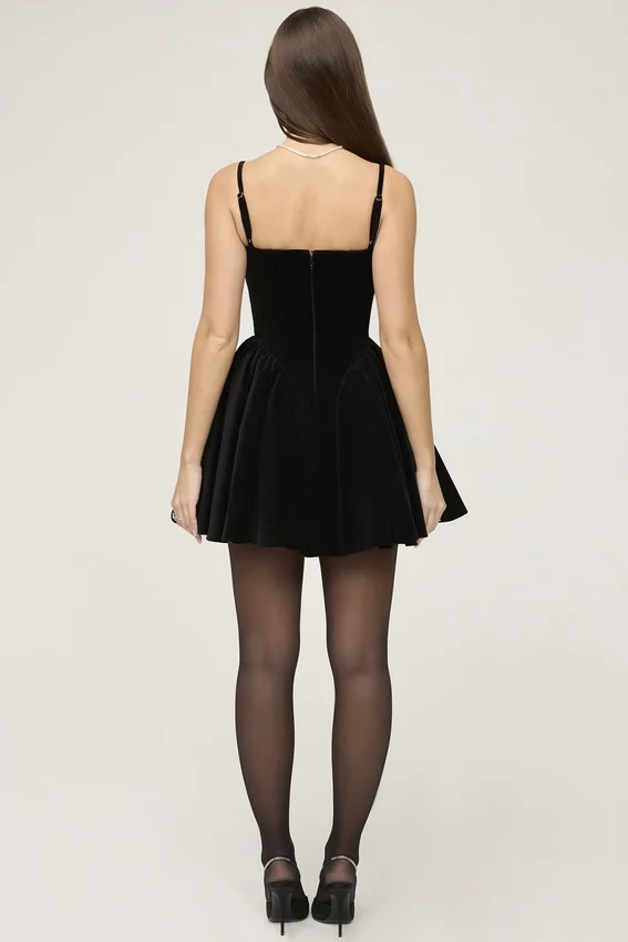 Selina Black Velvet Tulle Mini Dress Selina Black Velvet Tulle Mini Dress