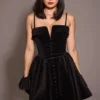 Selina Black Velvet Tulle Mini Dress Selina Black Velvet Tulle Mini Dress