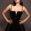 Selina Black Velvet Tulle Mini Dress Selina Black Velvet Tulle Mini Dress