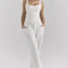 Hayden White Pinstripe High Waist Tailored Trousers