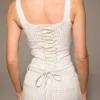 Selma White Pinstripe Boned Corset Top