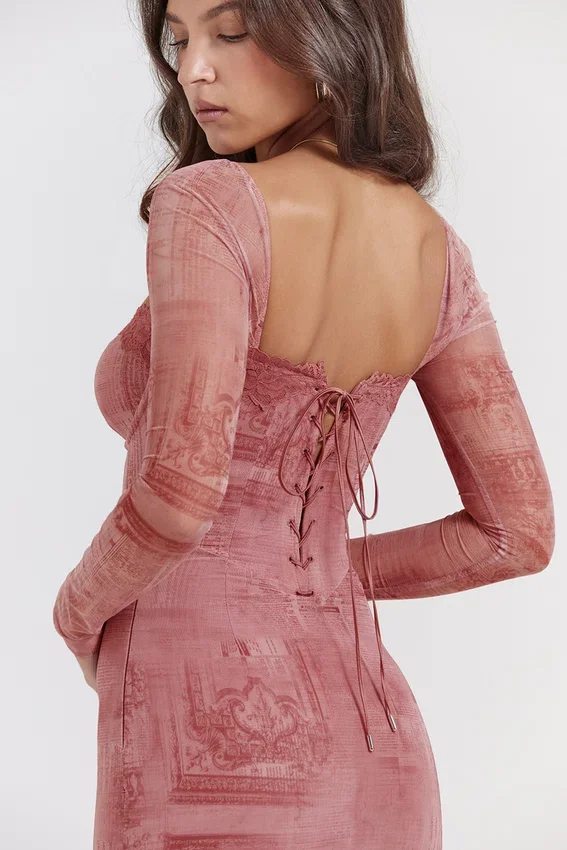Seraphina Pink Print Corset Dress Seraphina Pink Print Corset Dress