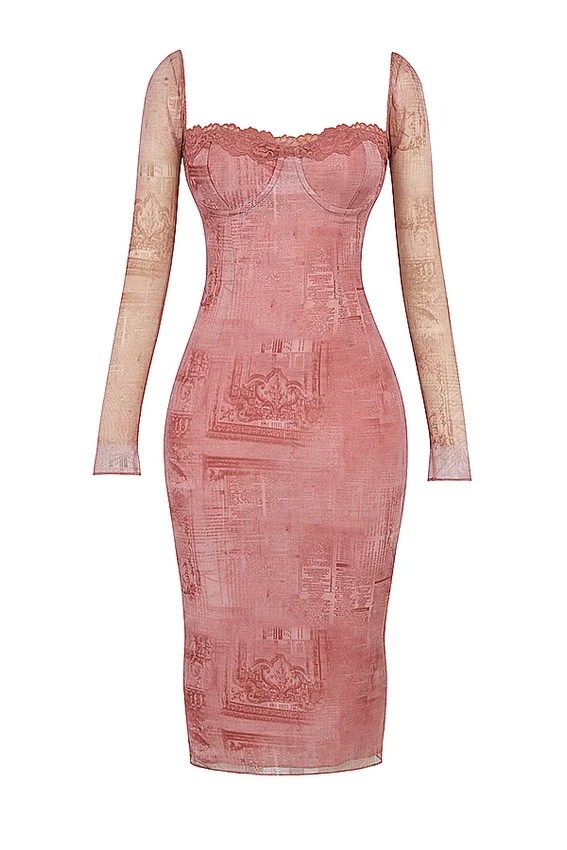Seraphina Pink Print Corset Dress Seraphina Pink Print Corset Dress