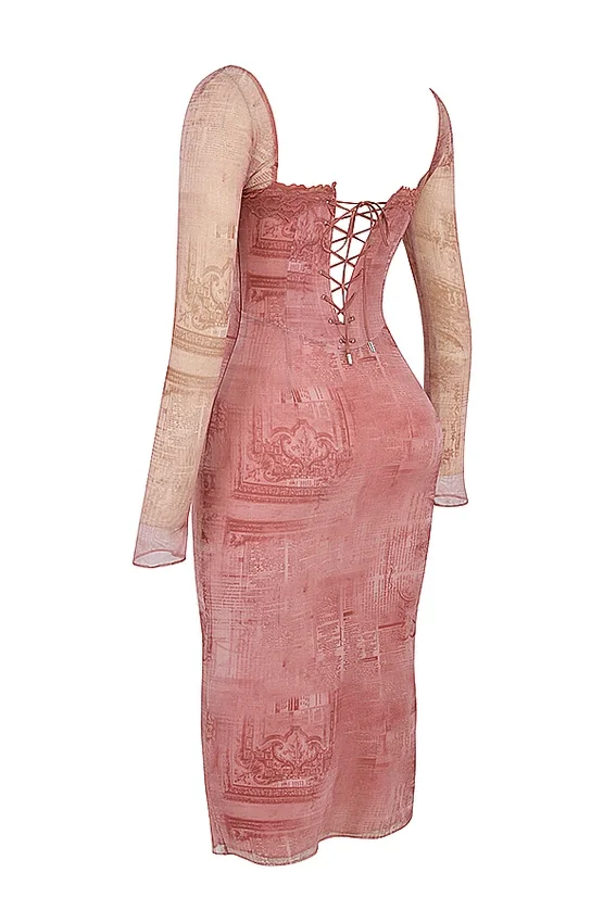 Seraphina Pink Print Corset Dress Seraphina Pink Print Corset Dress